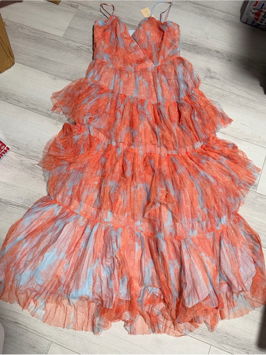 Hutch Dresses & Skirts - Hutch Coral and Light Blue Tiered Maxi Dress